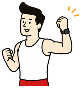 力こぶを見せる yoisho のキャラクター