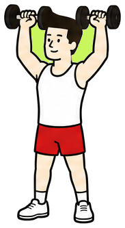 バーベルを頭上に上げた yoisho のキャラクター