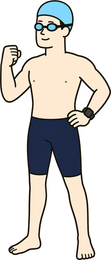 キャップとゴーグルをつけた yoisho のキャラクター